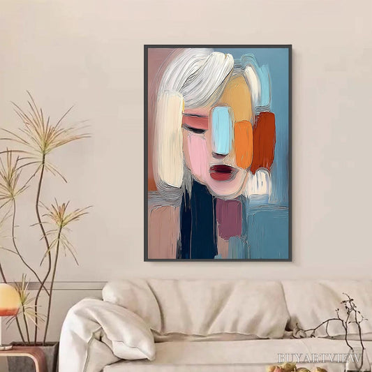 BUYARTVIEW Inner Gaze – Colorful Abstract Figurative Portrait Painting - image 2