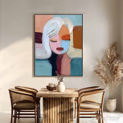 BUYARTVIEW Quiet Contemplation – Textured Abstract Portrait Oil Painting - image 6