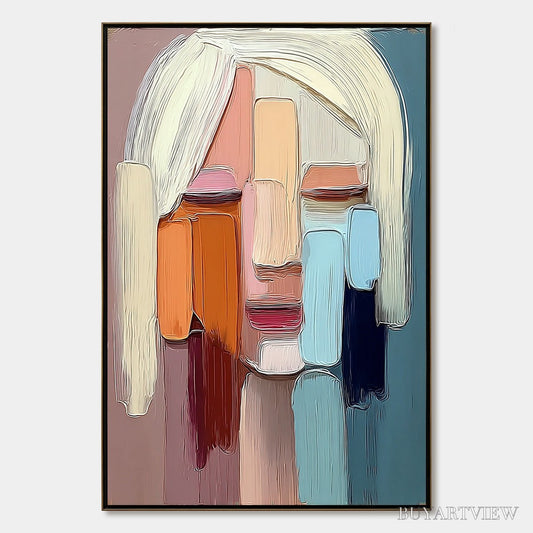 BUYARTVIEW Facets – Expressive Abstract Portrait Impasto Oil Painting - image 1