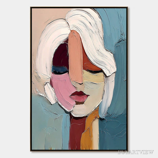 BUYARTVIEW Fragmented Gaze – Textured Abstract Portrait Oil Painting for Modern Decor - image 1