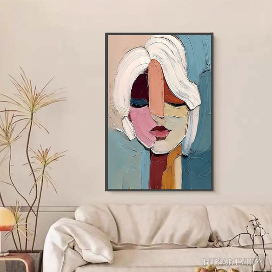 BUYARTVIEW Fragmented Gaze – Textured Abstract Portrait Oil Painting for Modern Decor - image 2