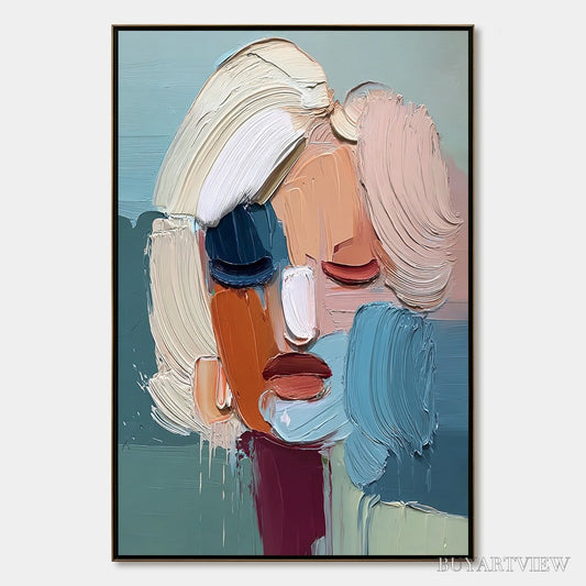 BUYARTVIEW Visage Abstract Portrait | Thick Texture Impasto Oil Painting - image 1