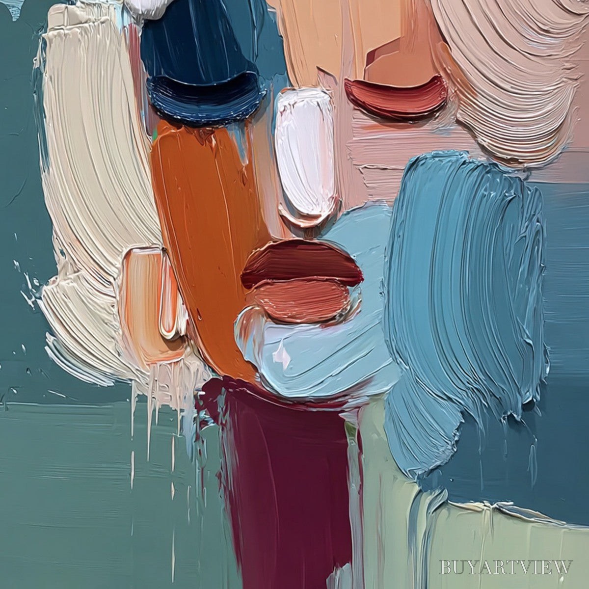 BUYARTVIEW Visage Abstract Portrait | Thick Texture Impasto Oil Painting - image 5