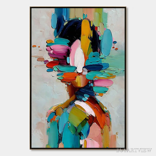 BUYARTVIEW Kaleidoscope Soul – Colorful Abstract Portrait Impasto Style - image 1