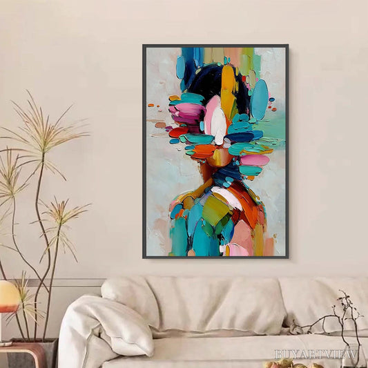BUYARTVIEW Kaleidoscope Soul – Colorful Abstract Portrait Impasto Style - image 2