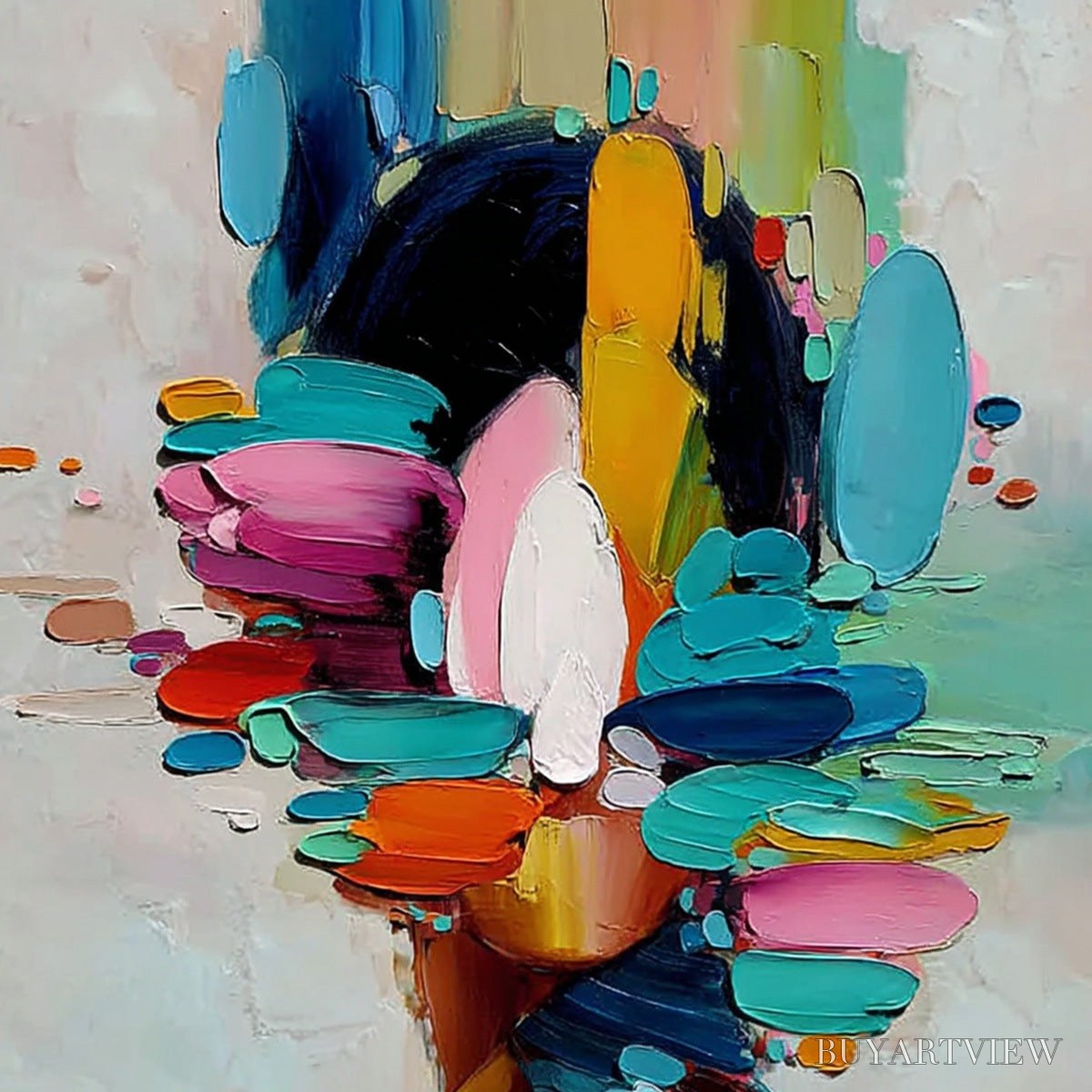 BUYARTVIEW Kaleidoscope Soul – Colorful Abstract Portrait Impasto Style - image 3