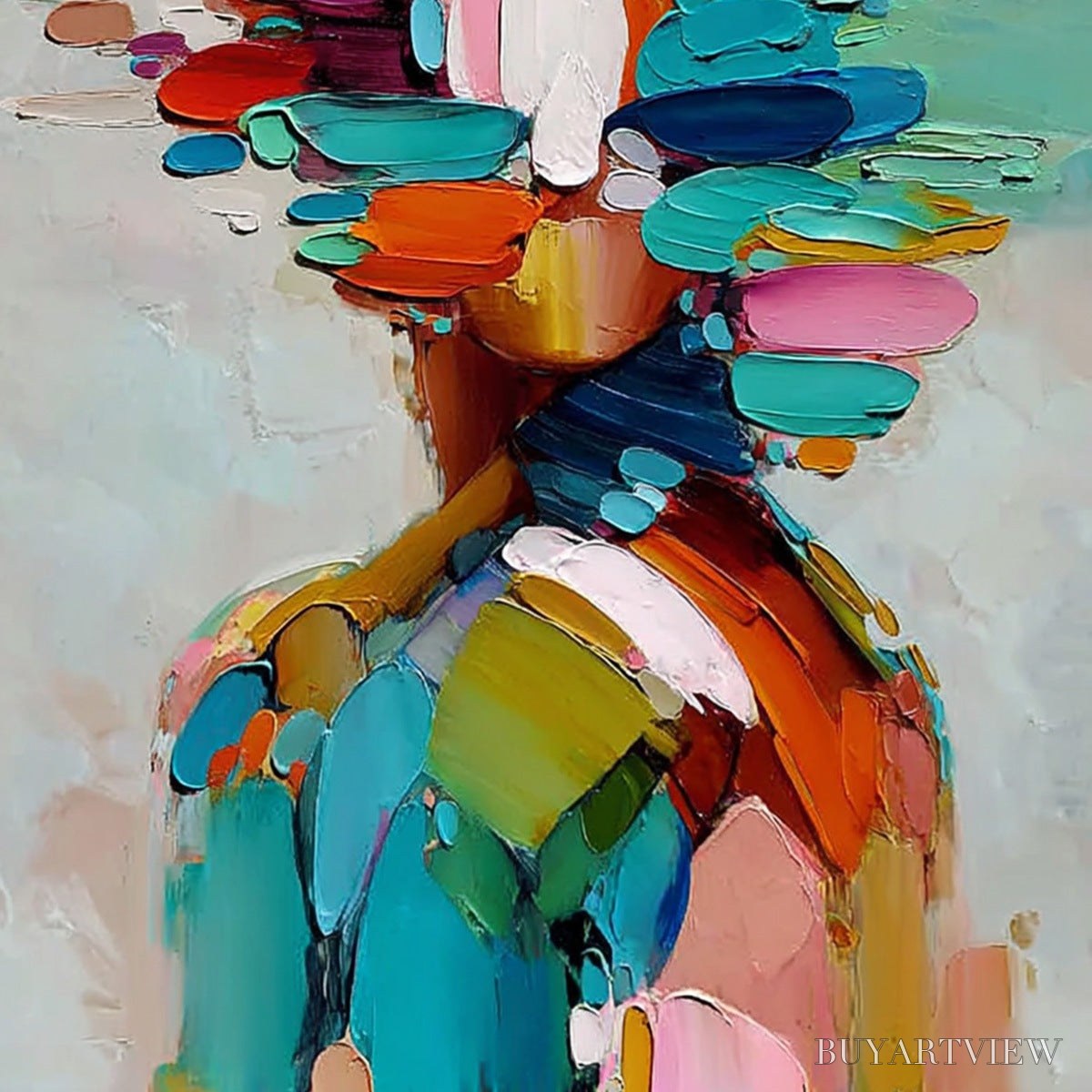 BUYARTVIEW Kaleidoscope Soul – Colorful Abstract Portrait Impasto Style - image 5