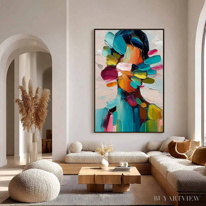 BUYARTVIEW Persona in Bloom – Colorful Abstract Portrait Impasto Oil Painting - image 4