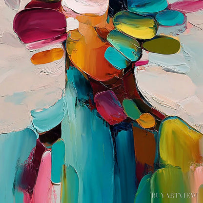 BUYARTVIEW Persona in Bloom – Colorful Abstract Portrait Impasto Oil Painting - image 5