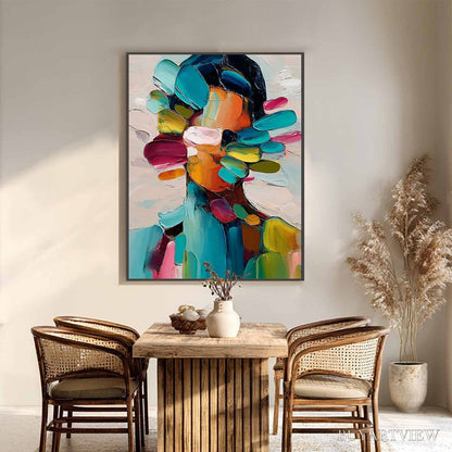 BUYARTVIEW Persona in Bloom – Colorful Abstract Portrait Impasto Oil Painting - image 6