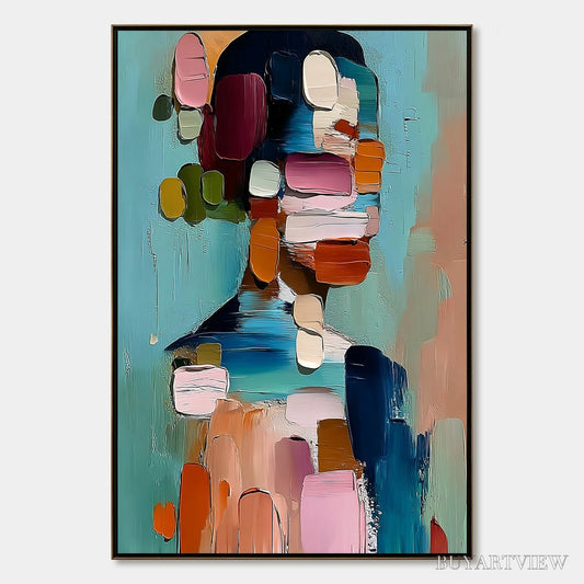 BUYARTVIEW Personal Textured Abstract Portrait Impasto Oil Painting - image 1