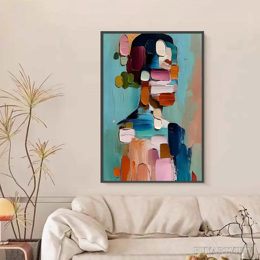 BUYARTVIEW Personal Textured Abstract Portrait Impasto Oil Painting - image 2