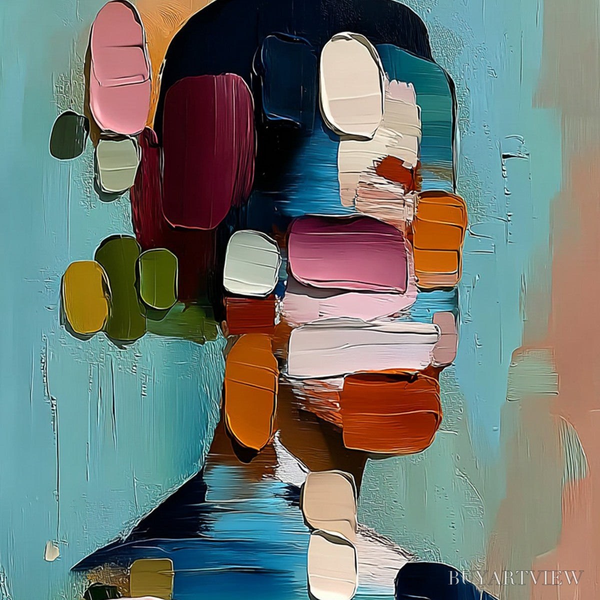 BUYARTVIEW Personal Textured Abstract Portrait Impasto Oil Painting - image 5