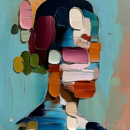 BUYARTVIEW Personal Textured Abstract Portrait Impasto Oil Painting - image 5