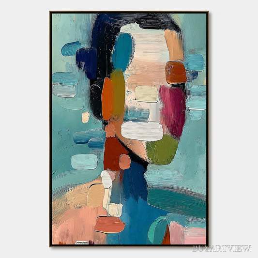 BUYARTVIEW Kaleidoscope – Textured Abstract Portrait Oil Painting - image 1