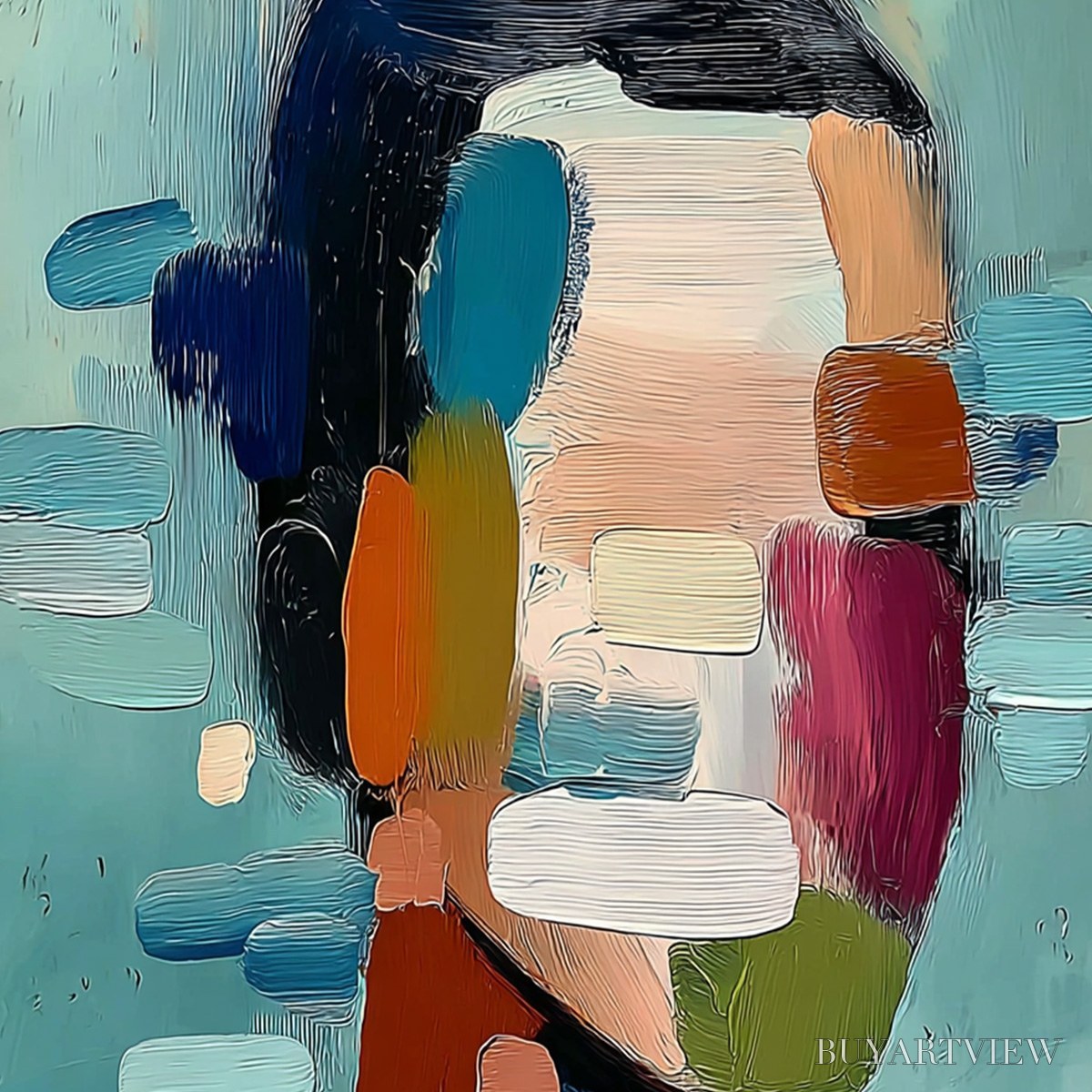 BUYARTVIEW Kaleidoscope – Textured Abstract Portrait Oil Painting - image 3
