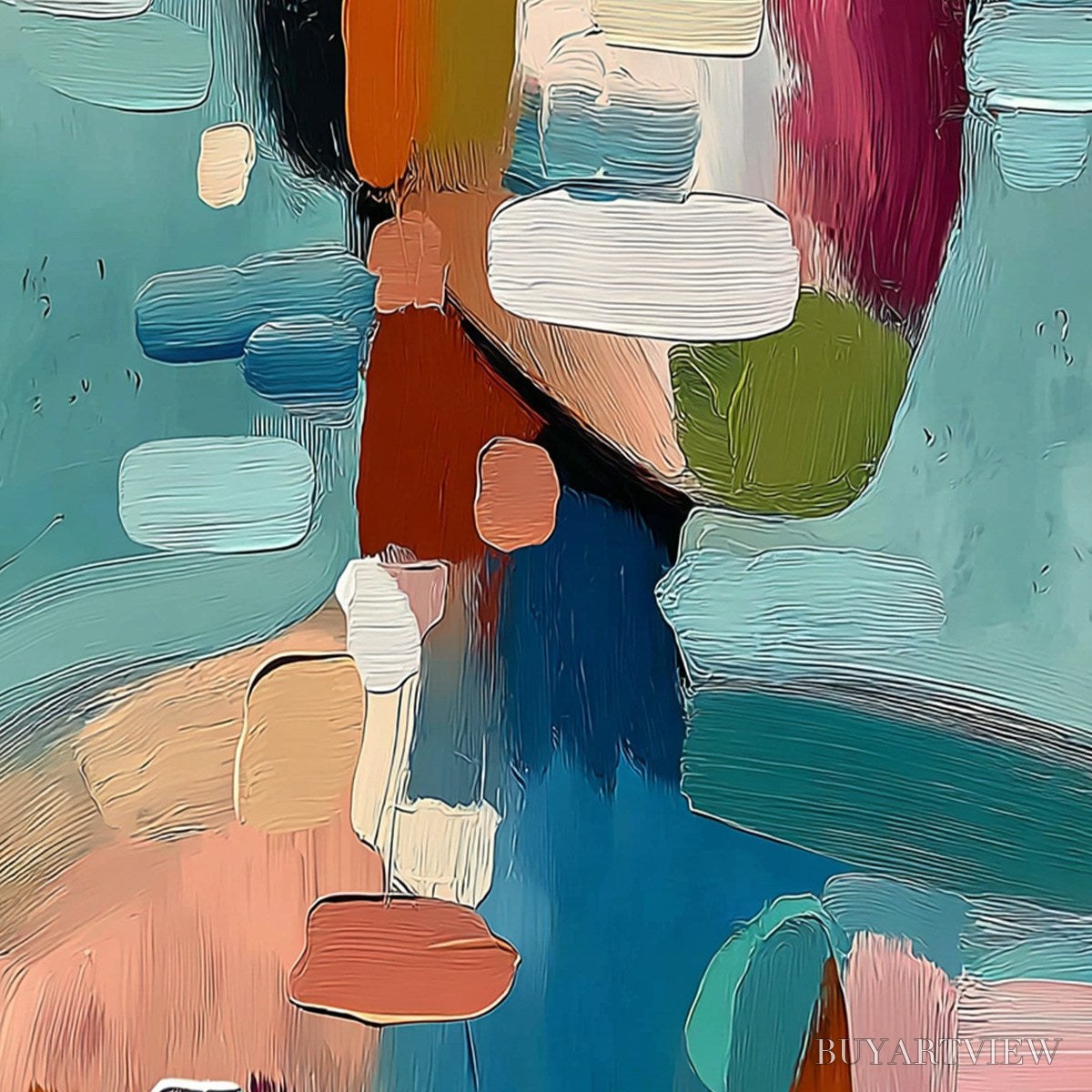 BUYARTVIEW Kaleidoscope – Textured Abstract Portrait Oil Painting - image 5