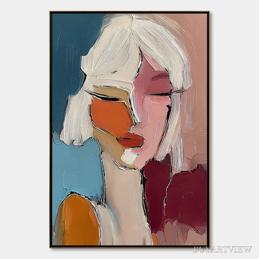 BUYARTVIEW Alter Ego – Textured Abstract Portrait Painting of a Woman - image 1