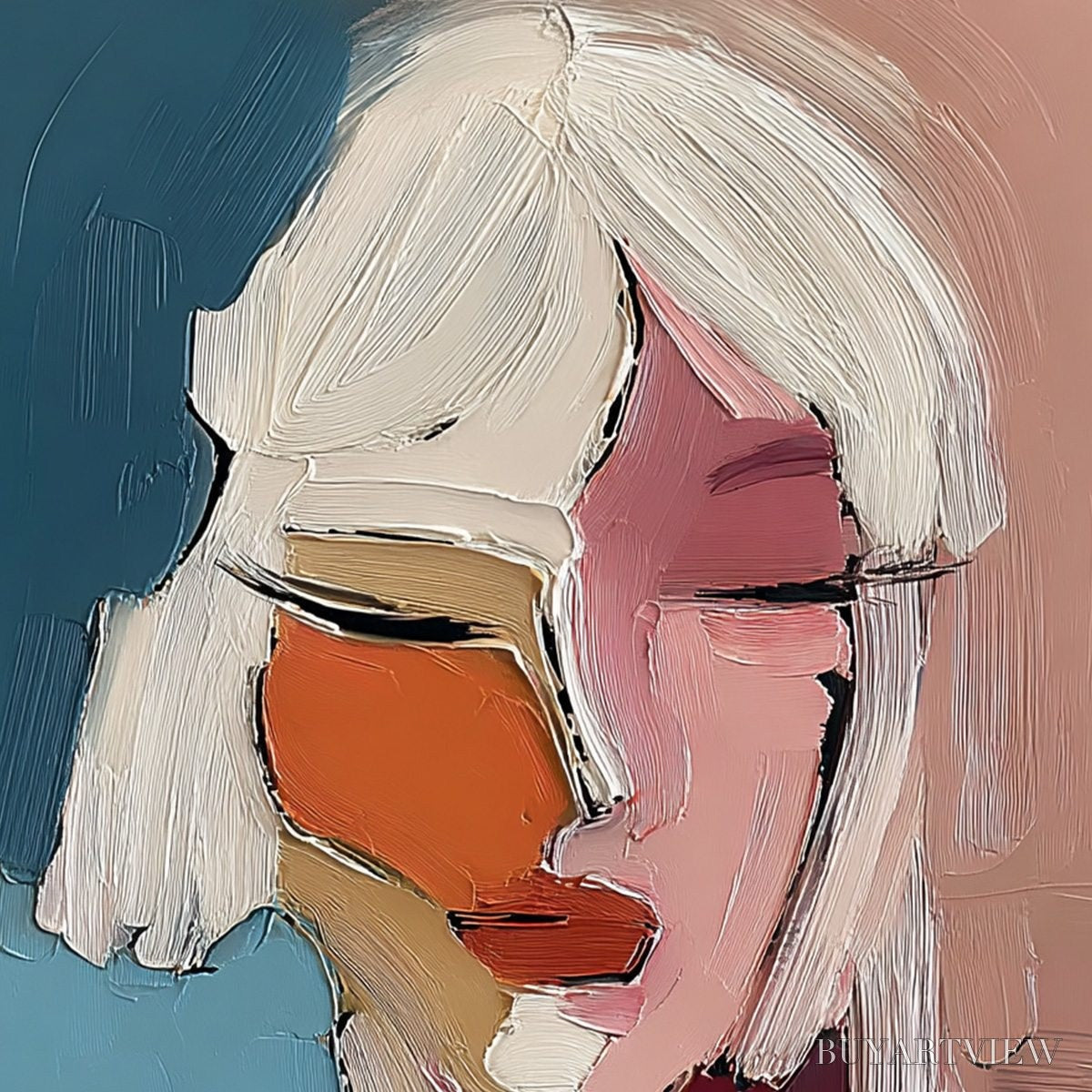 BUYARTVIEW Alter Ego – Textured Abstract Portrait Painting of a Woman - image 3