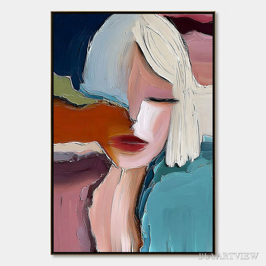BUYARTVIEW Inward – Abstract Figurative Portrait Painting with Thick Texture - image 1