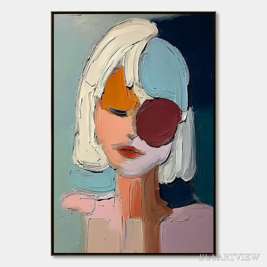 BUYARTVIEW Urban Muse – Textured Abstract Portrait Oil Painting for Modern Decor - image 1