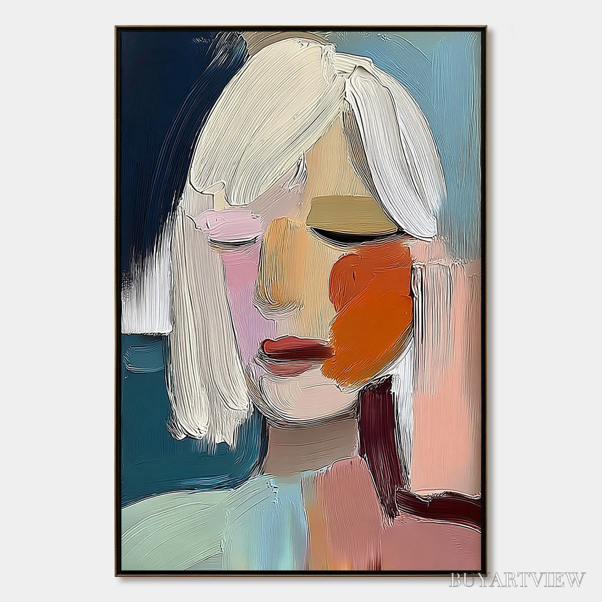 BUYARTVIEW Whispers – Expressive Abstract Portrait Impasto Painting - image 1