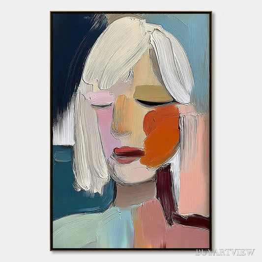 BUYARTVIEW Whispers – Expressive Abstract Portrait Impasto Painting - image 1
