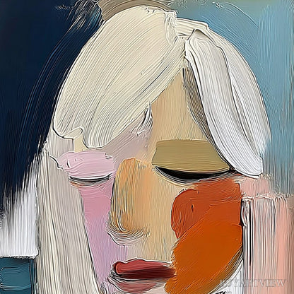 BUYARTVIEW Whispers – Expressive Abstract Portrait Impasto Painting - image 3