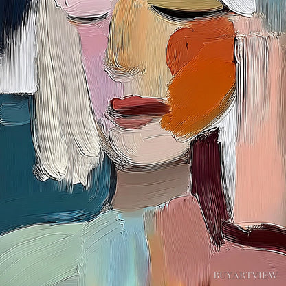 BUYARTVIEW Whispers – Expressive Abstract Portrait Impasto Painting - image 5
