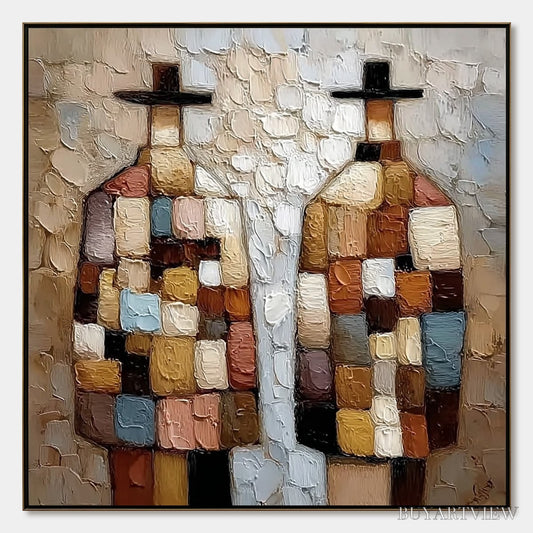 BUYARTVIEW Kindred Spirits – Textured Impasto Figurative Portrait Oil Painting - image 1