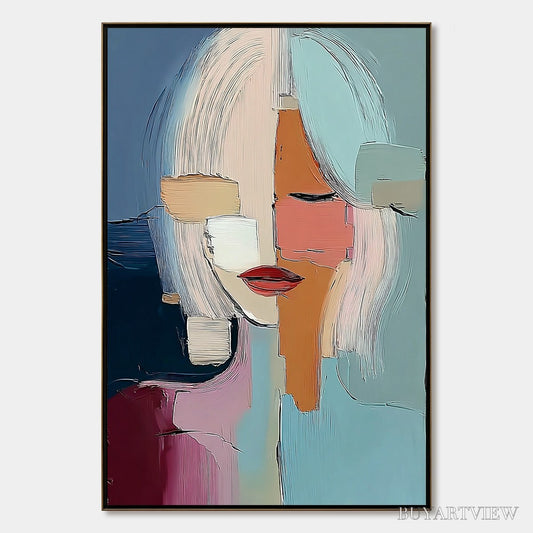 BUYARTVIEW Mosaic of Thoughts – Abstract Textured Portrait for Modern Decor - image 1