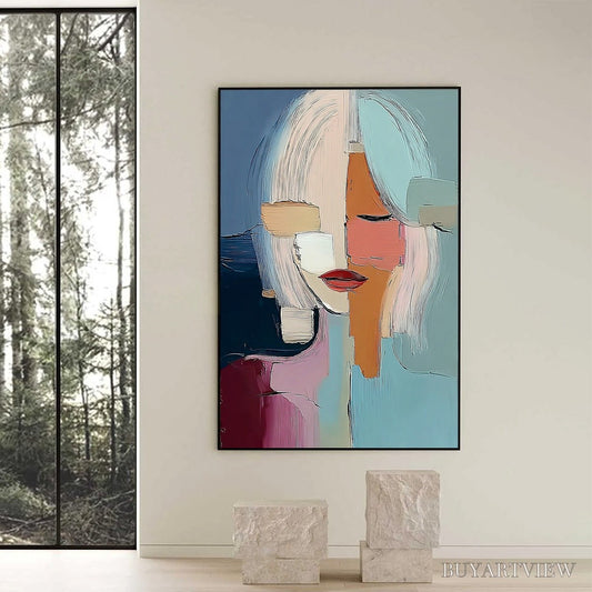 BUYARTVIEW Mosaic of Thoughts – Abstract Textured Portrait for Modern Decor - image 2