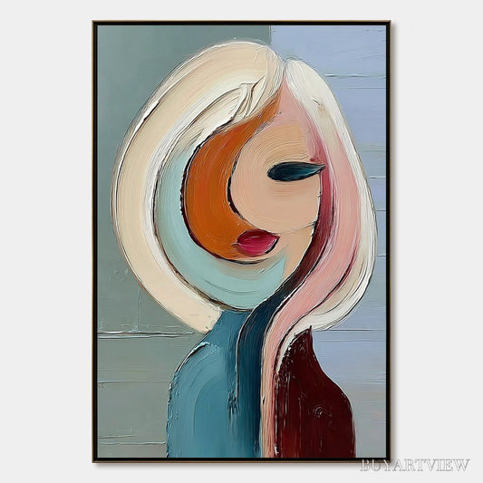 BUYARTVIEW Inner World – Textured Abstract Figurative Portrait Painting - image 1