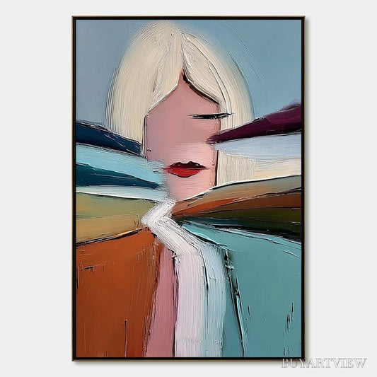 BUYARTVIEW Eclat – Modern Abstract Portrait Oil Painting with Textured Brushstrokes - image 1