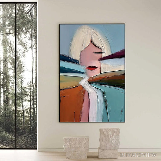 BUYARTVIEW Eclat – Modern Abstract Portrait Oil Painting with Textured Brushstrokes - image 2