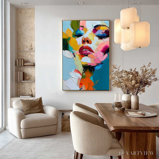 BUYARTVIEW Kaleidoscope Soul – Colorful Abstract Impasto Portrait Oil Painting - image 2