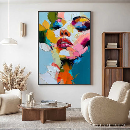 BUYARTVIEW Kaleidoscope Soul – Colorful Abstract Impasto Portrait Oil Painting - image 4