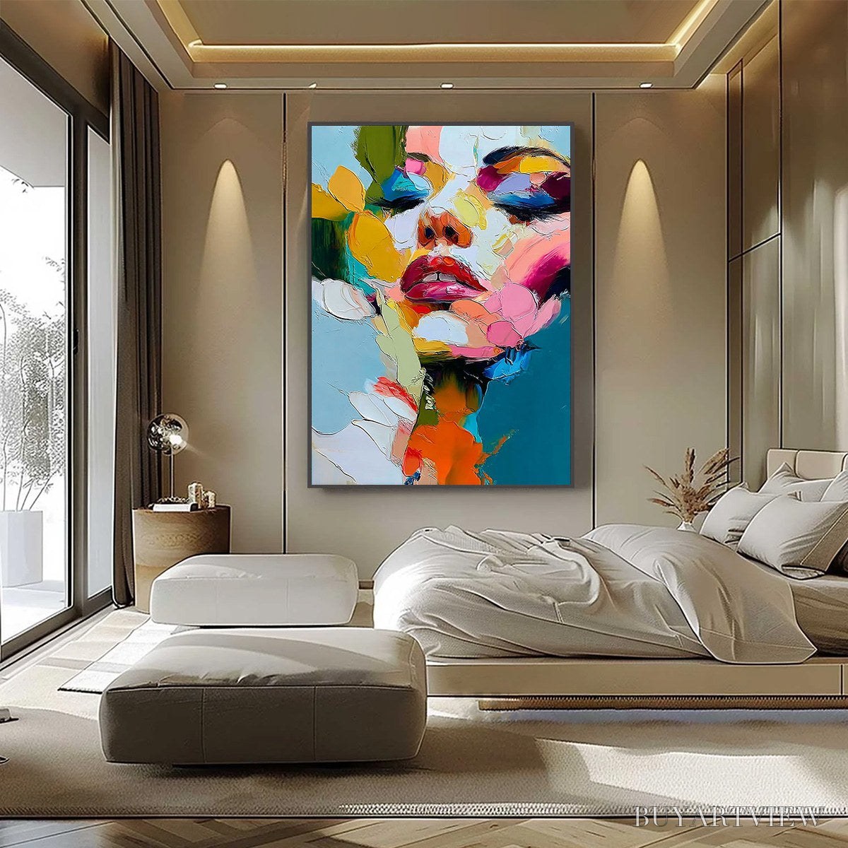 BUYARTVIEW Kaleidoscope Soul – Colorful Abstract Impasto Portrait Oil Painting - image 6