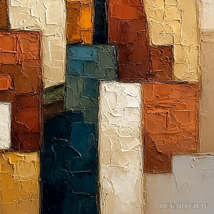 BUYARTVIEW the Triad – Textured Geometric Figurative Portrait Painting - image 3