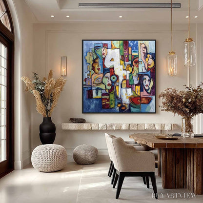 BUYARTVIEW Urban Mosaic – Large Square Abstract Figurative - image 4
