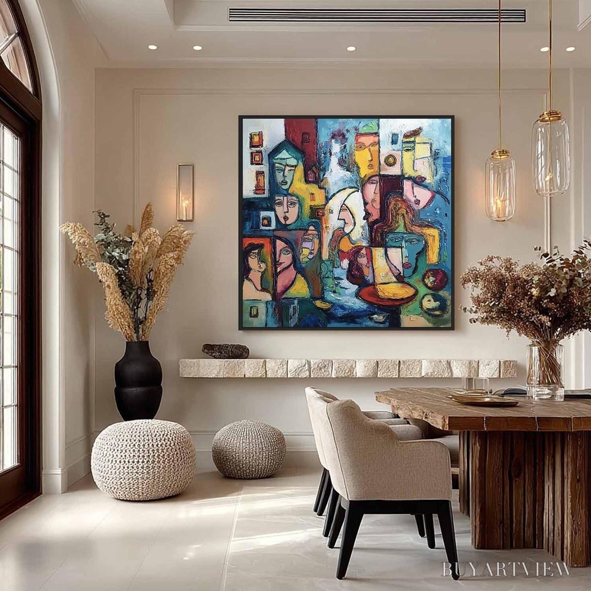 BUYARTVIEW Urban Mosaic – Colorful Abstract Figurative Impasto Painting - image 4