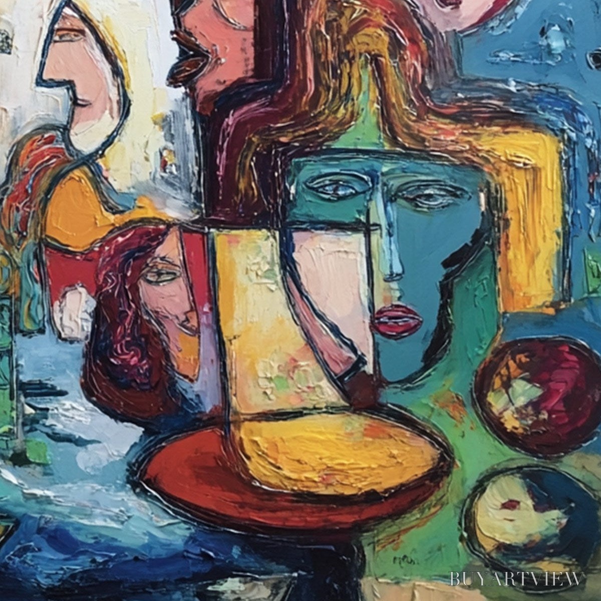 BUYARTVIEW Urban Mosaic – Colorful Abstract Figurative Impasto Painting - image 5
