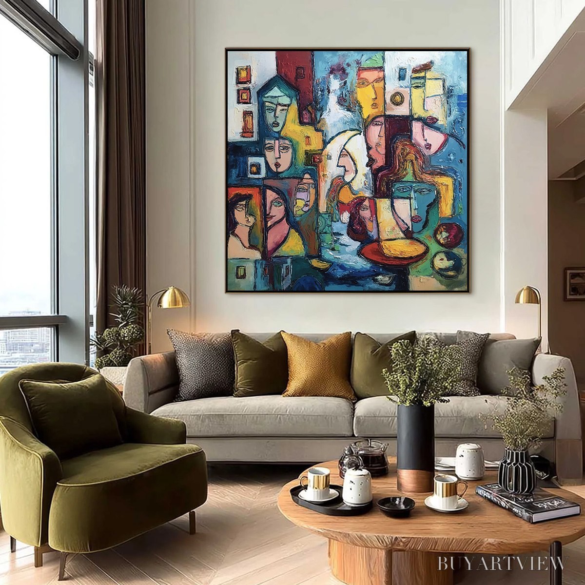 BUYARTVIEW Urban Mosaic – Colorful Abstract Figurative Impasto Painting - image 6