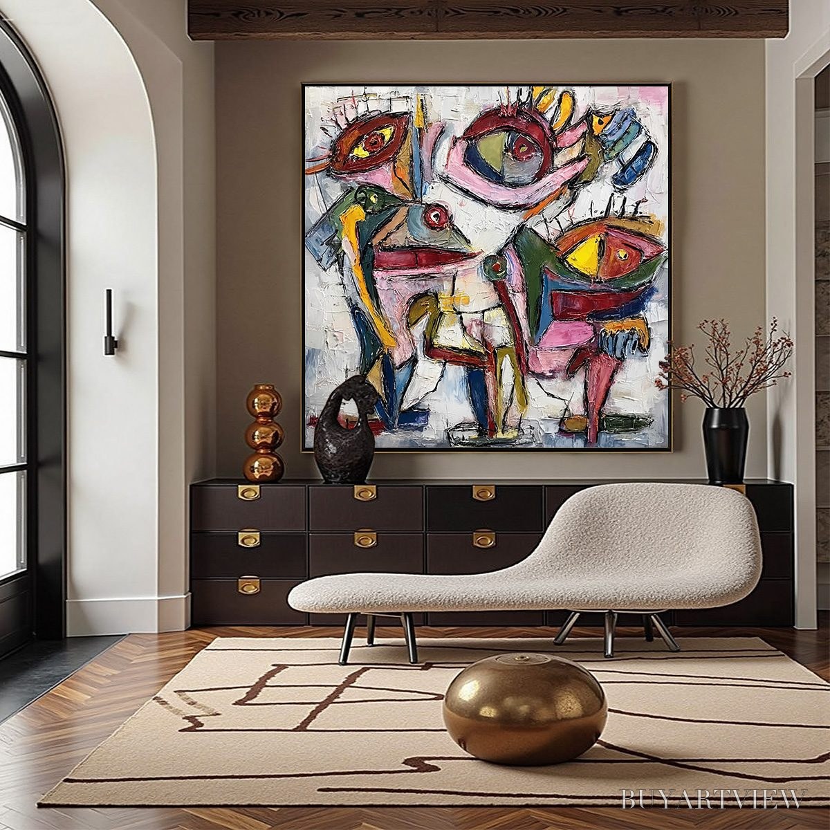 BUYARTVIEW Fractured Gaze – Colorful Textured Abstract Figurative Impasto - image 2