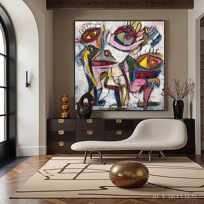 BUYARTVIEW Fractured Gaze – Colorful Textured Abstract Figurative Impasto - image 2