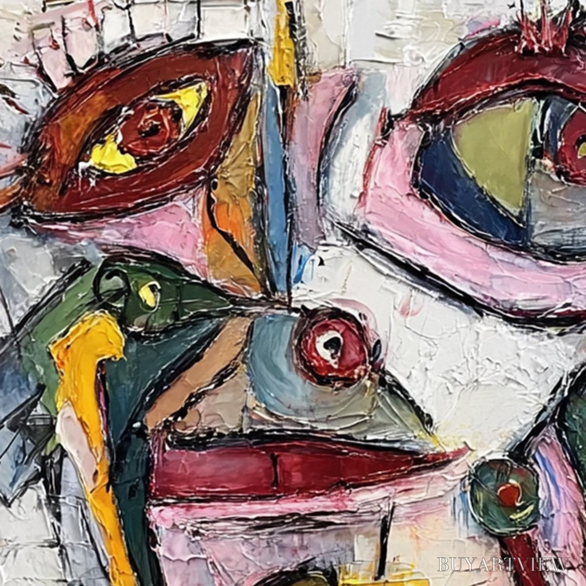 BUYARTVIEW Fractured Gaze – Colorful Textured Abstract Figurative Impasto - image 3