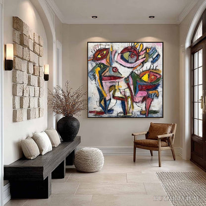 BUYARTVIEW Fractured Gaze – Colorful Textured Abstract Figurative Impasto - image 4