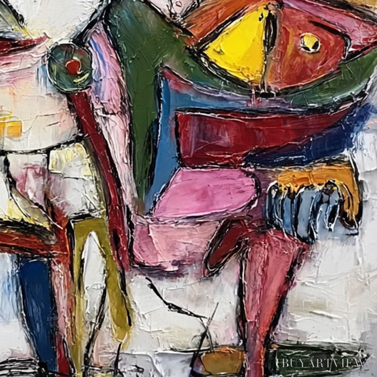 BUYARTVIEW Fractured Gaze – Colorful Textured Abstract Figurative Impasto - image 5