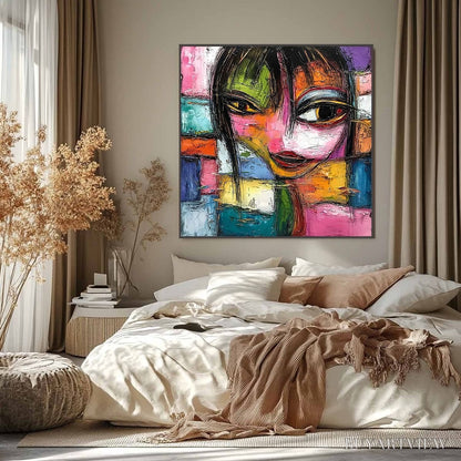 BUYARTVIEW Kaleidoscope Soul – Colorful Abstract Impasto Portrait Oil Painting - image 6