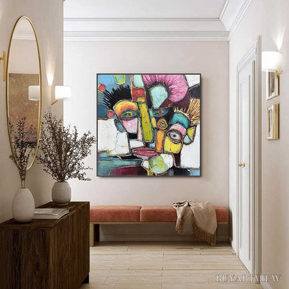 BUYARTVIEW Dialogue in Color – Colorful Abstract Impasto Portrait Painting - image 6